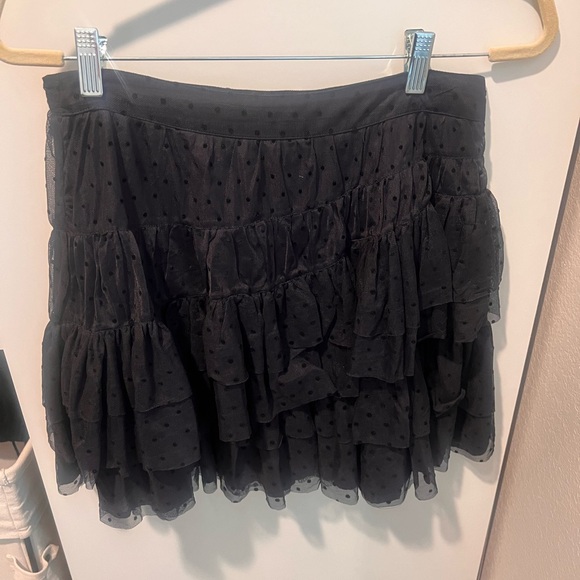 Ulla Johnson Polka-Dot Tulle Mini Skirt Tiered Mesh Black High Waist size 6 - Picture 3 of 4